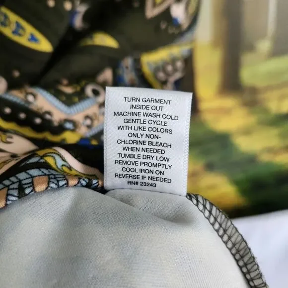 Retro Belle Sleeve Dress NY & Company Size XL Stretch Green Gogo Costume Hippy - Picture 14 of 14